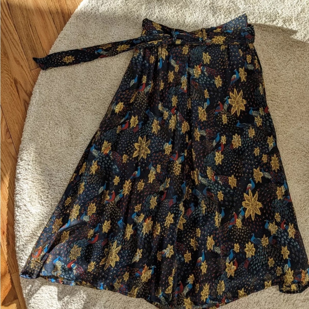 Sezane Floral Peacock Black Skirt Arizona